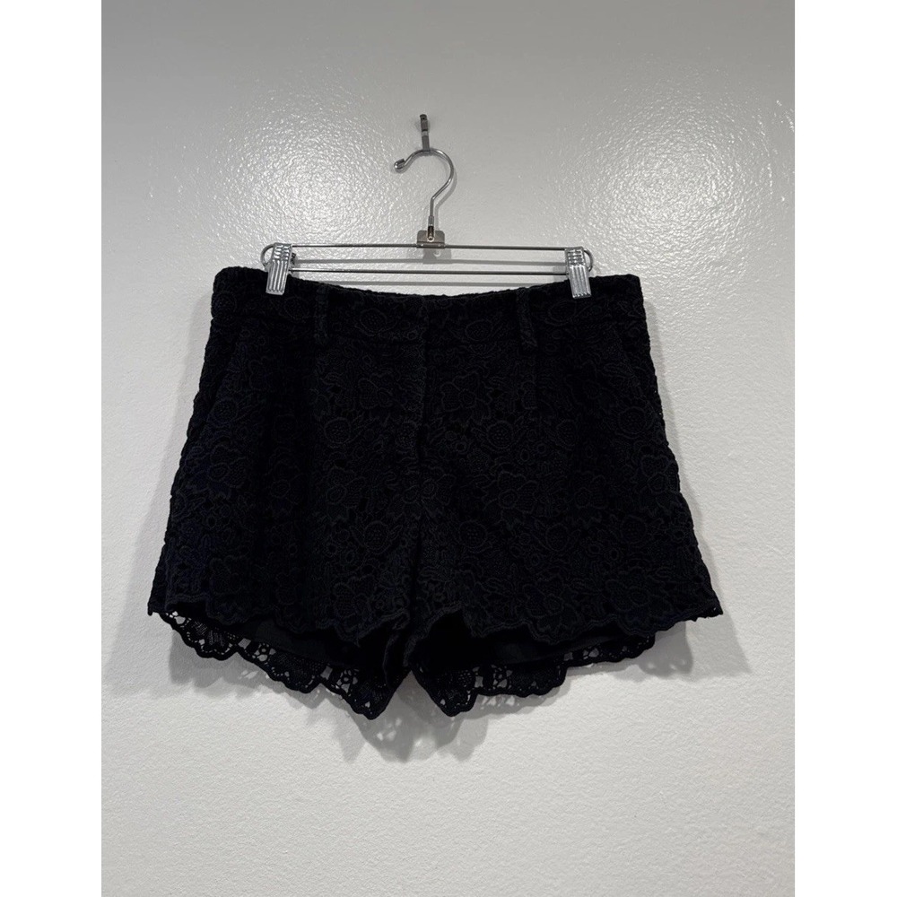 Diane Von Furstenberg DVF Womens Floral Crochet Lace Shorts Black Size 6 READ